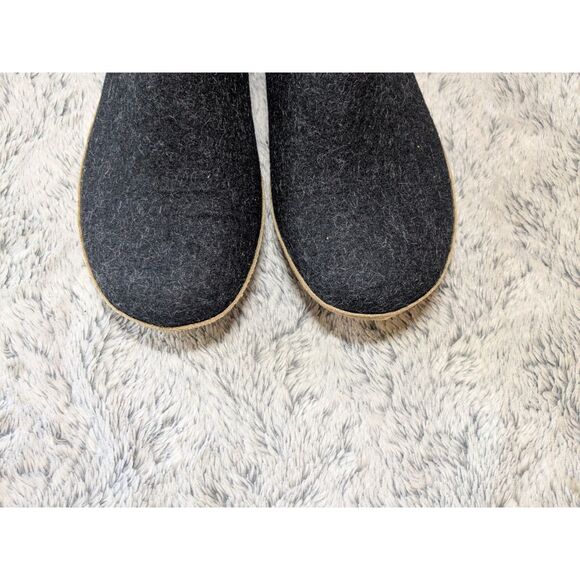 Glerups Wool Slippers Leather Sole Slip On Charcoal Black Gray EU 40 US 9 Womens - Picture 4 of 9